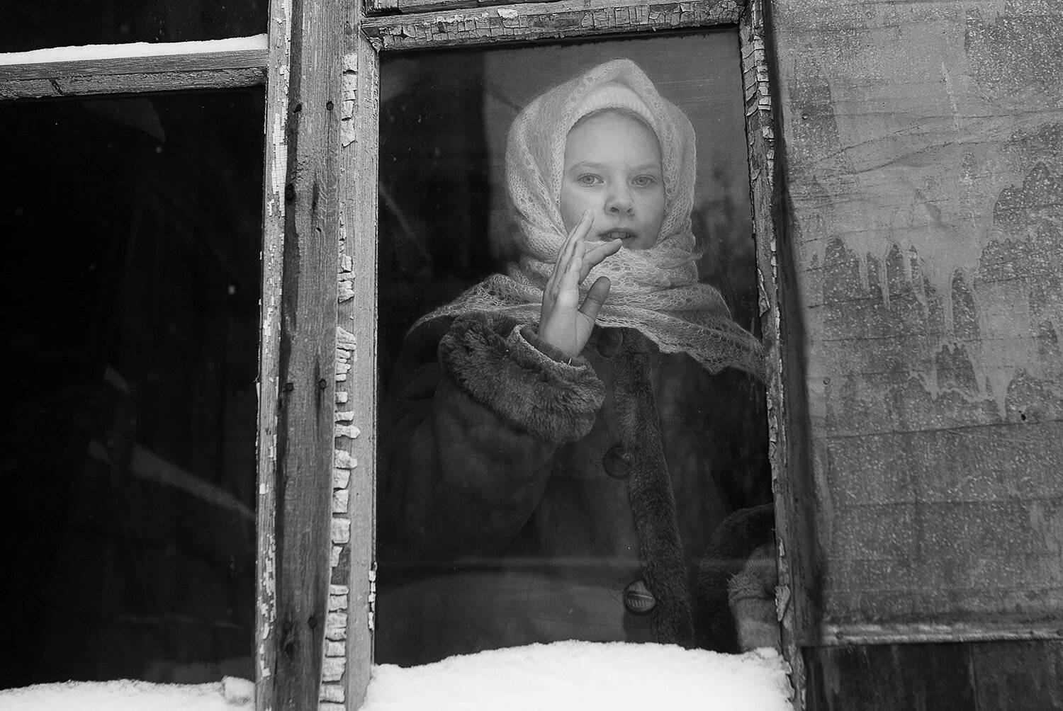 девочка, дети, деревня, зима, Евгений Толкачёв