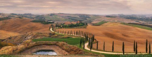 Италия. Тоскана. Панорама ландшафта у виллы Agriturismo Baccoleno