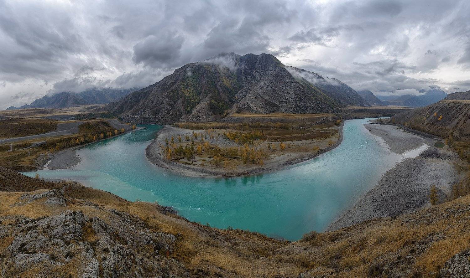 алтай, пейзаж, осень, река, небо, облака, Dmitriy  Baginskiy