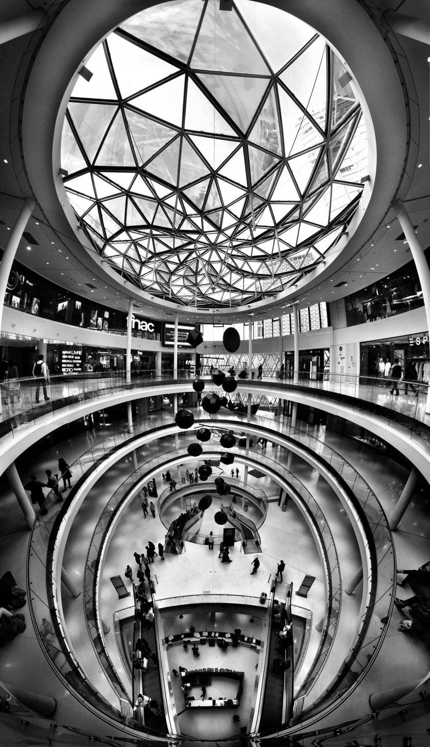 city, archtecture, interior, panorama, staircase, hall, shopping, mall, paris, Nikolai Endegor