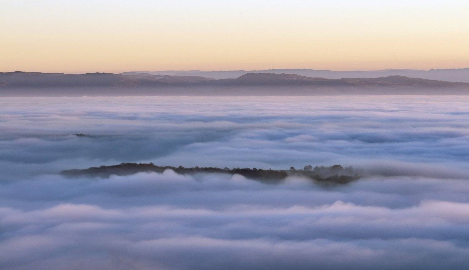 sun, sunset, mountain, landscape, sky, fog, island, Иван Димитров