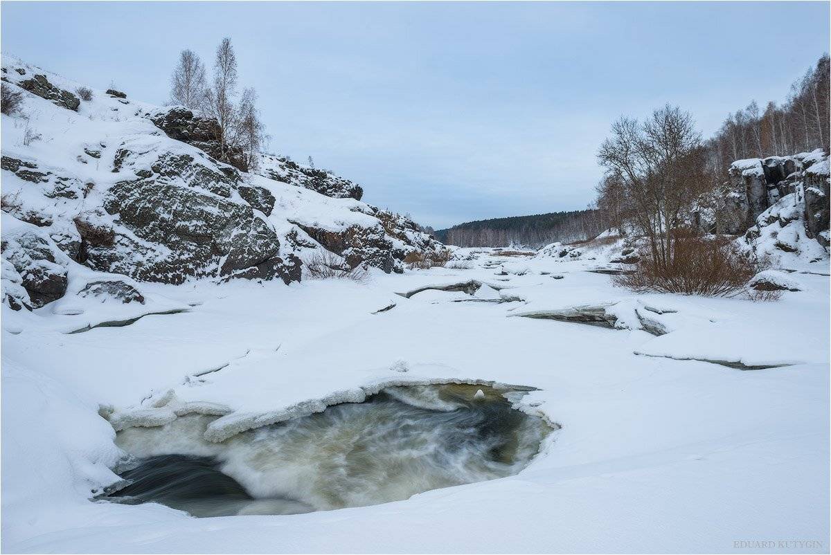 Кутыгин, Свердловская, Каменск, Уральский, Река, Исеть, Ревун, порог, зима, промоина, Кутыгин Эдуард
