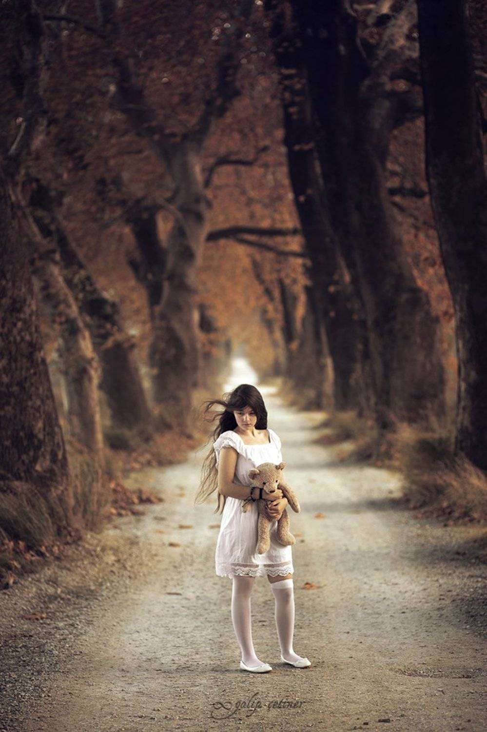 child, childhood, toy, girl, girls, pure, forest, concept, conceptual, innocent, autumn, Galip &Ccedil;etiner