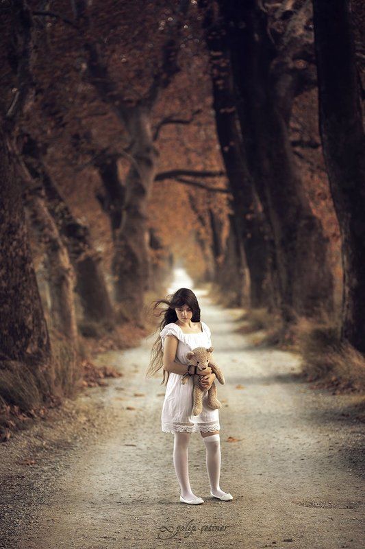child, childhood, toy, girl, girls, pure, forest, concept, conceptual, innocent, autumn misplaced childhood 01 фото превью