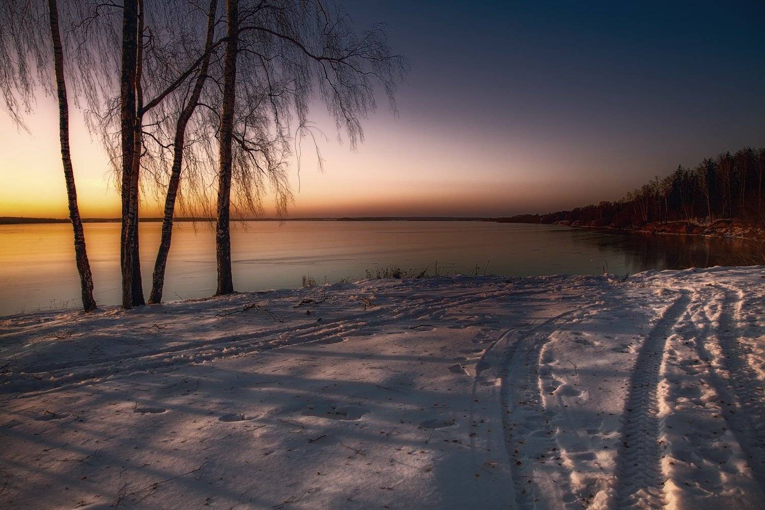 зима, вечер, закат, Булатов Дмитрий