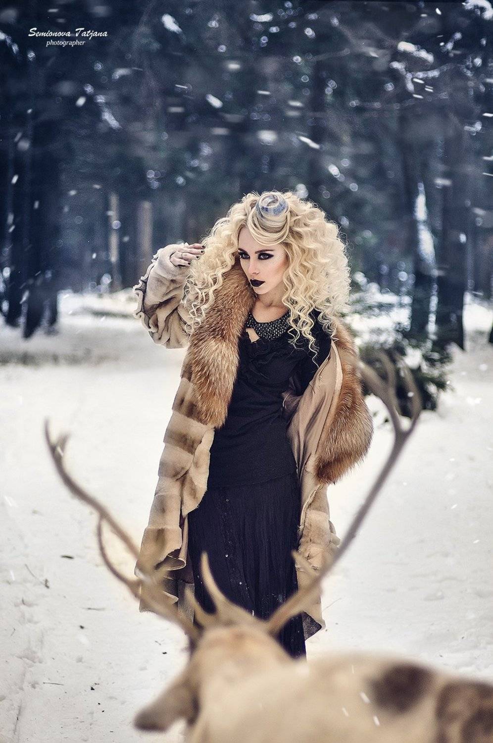 олень, зима, девушка, снег, красота , Семенова Татьяна