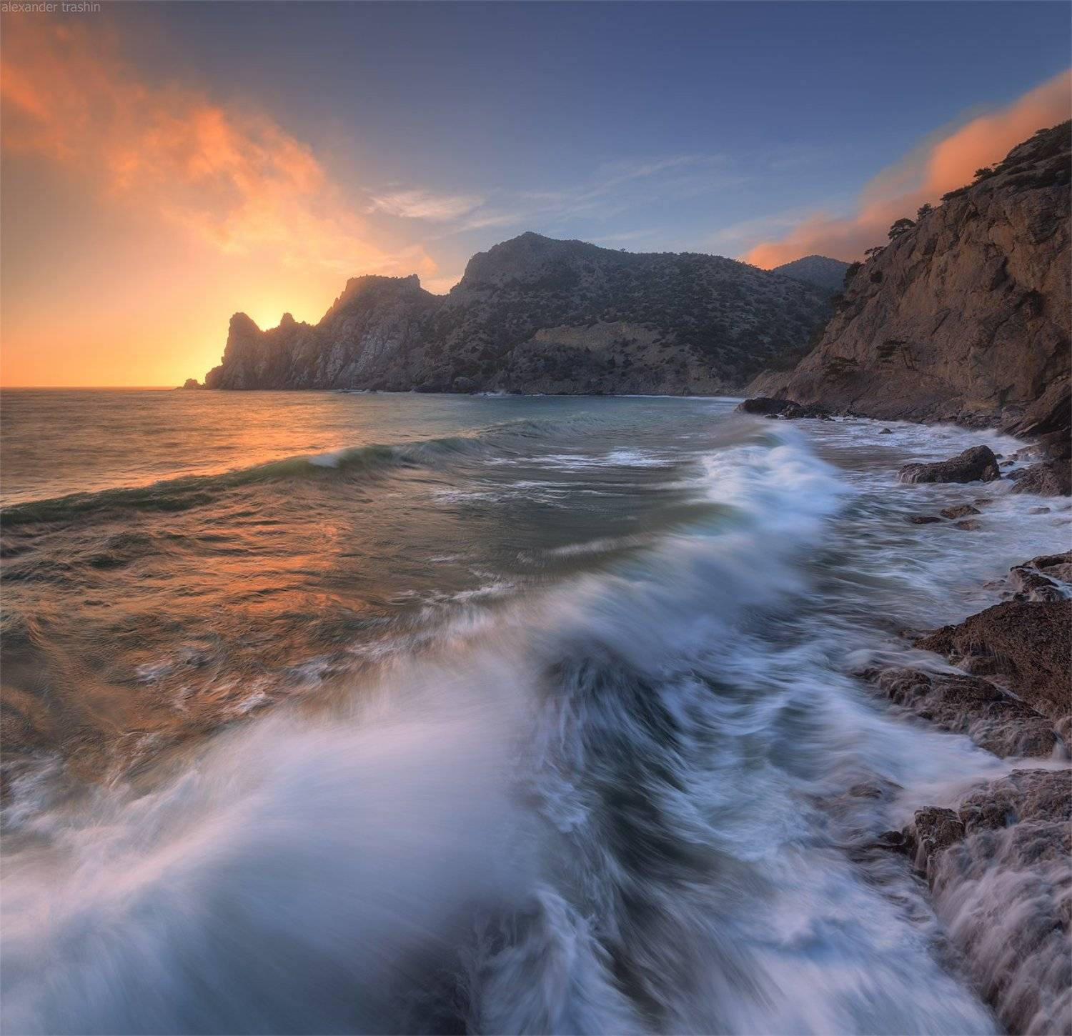 новый свет, крым, пейзаж, закат, шторм, Александр Трашин