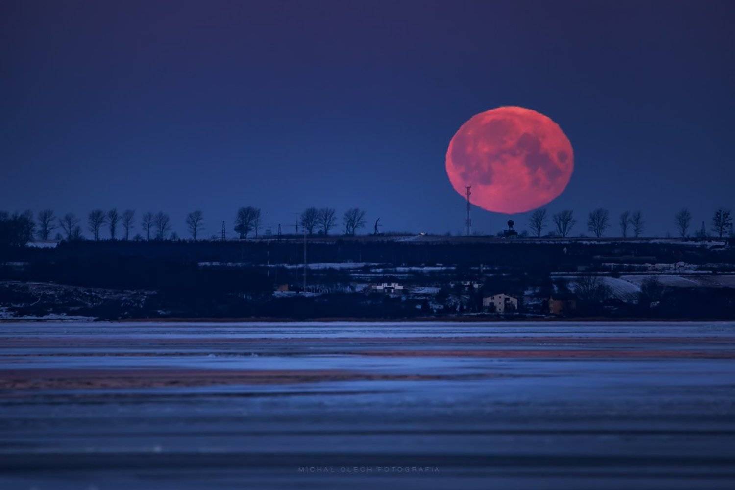 moon, night, puck bay, poland, baltic sea, польша, балтийское море, Michał Olech