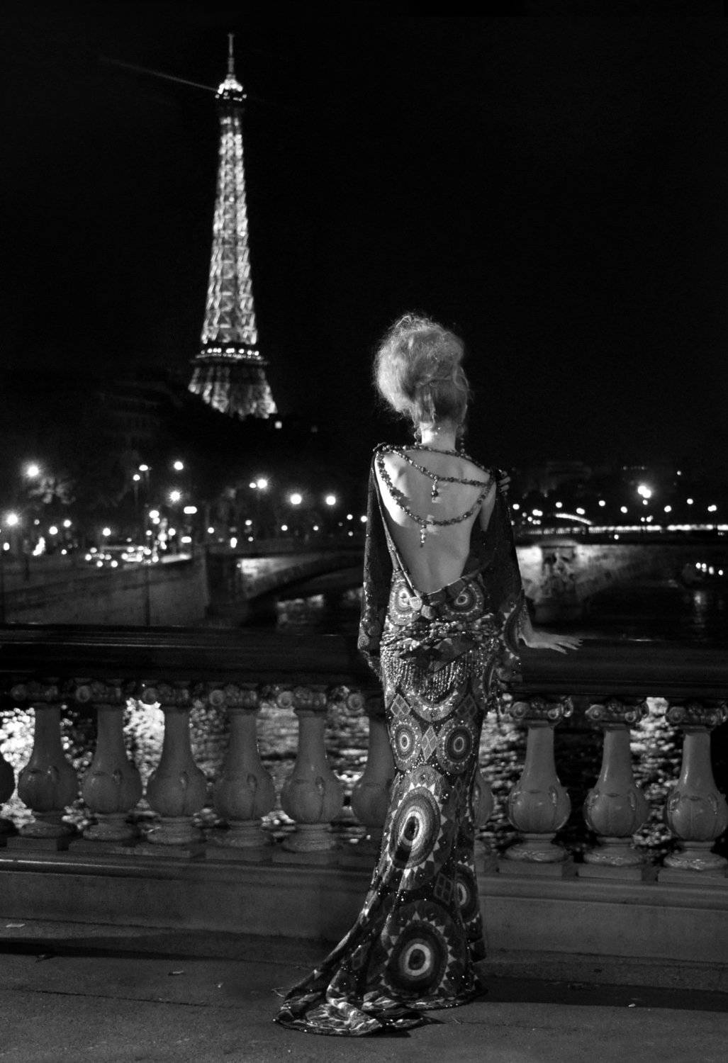 lady, fashion, dress, tower, eiffel, night, paris, backstage, couture, street, spontaneous, Nikolai Endegor