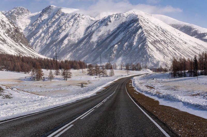 алтай, зима, дорога, м52, altai, winter, road Чуйский тракт зимой фото превью