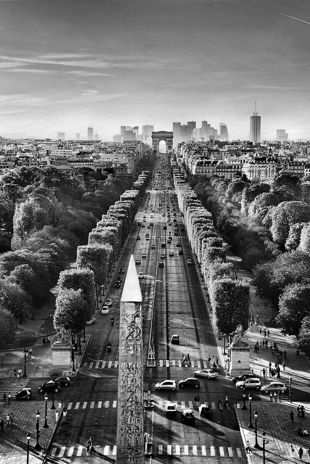 city, street, graphics, view, avenue, chmps d\'elisee, paris, france, height, Nikolai Endegor