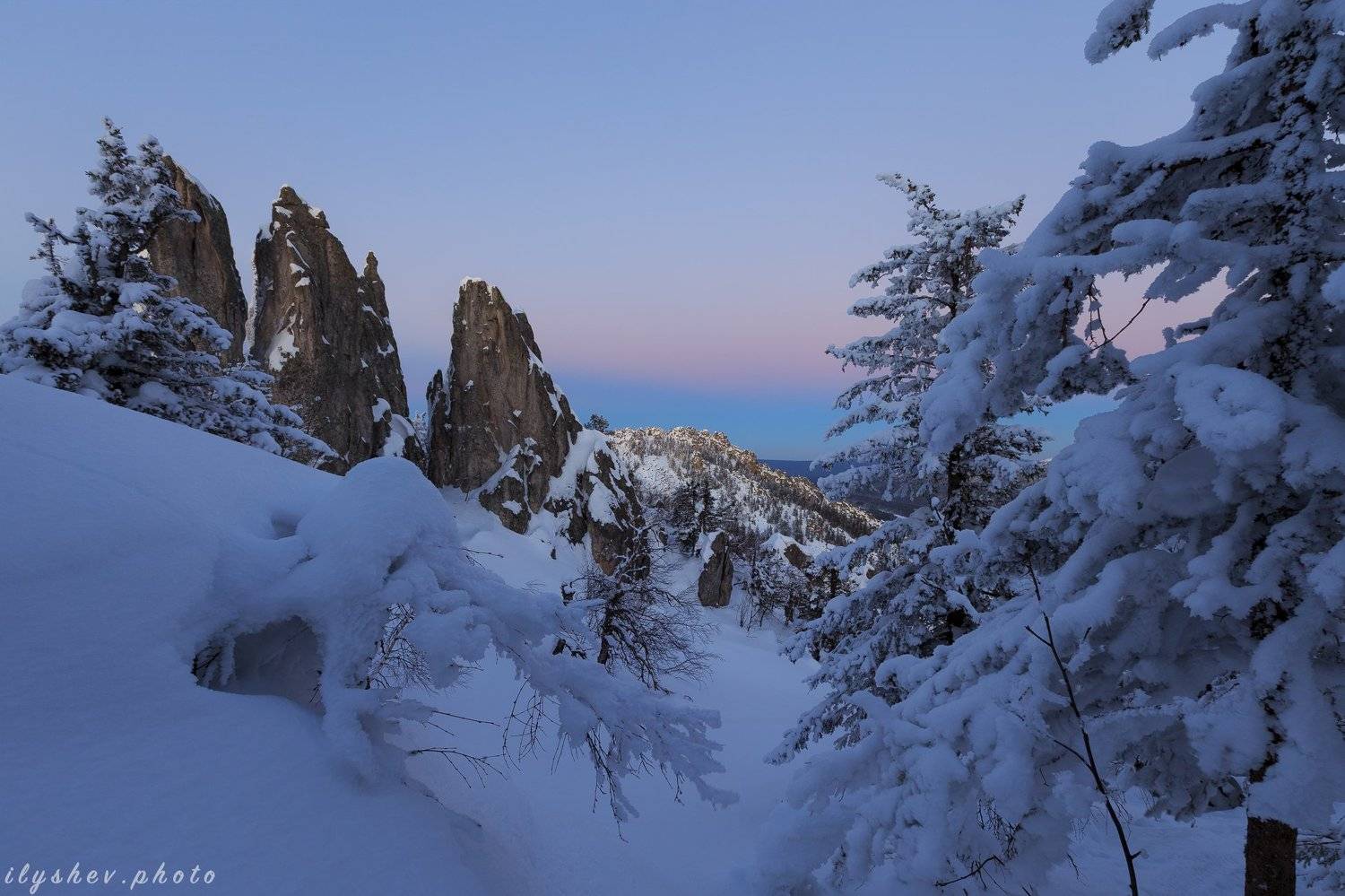 таганай, закат, сумерки, пейзаж, природа, зима, горы, урал, россия, Dmitry Ilyshev