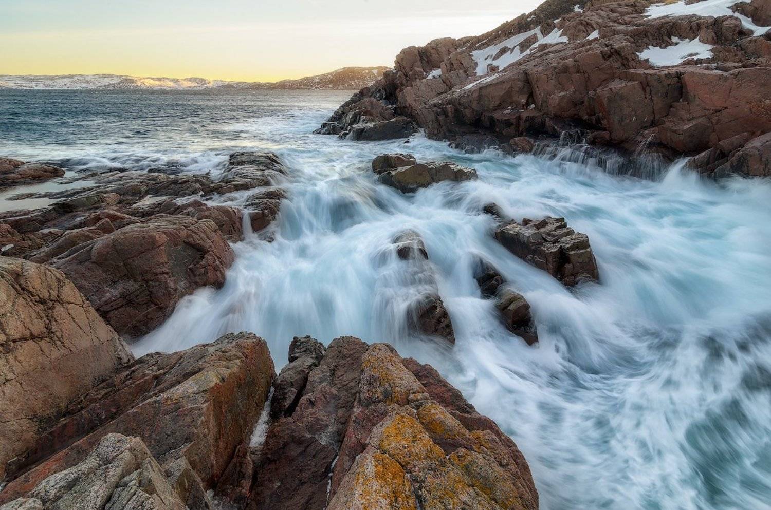 пейзаж, териберка, на краю земли, кольский, волны, море, солнце, рассвет, горы, прибой, баренцево, Игорь