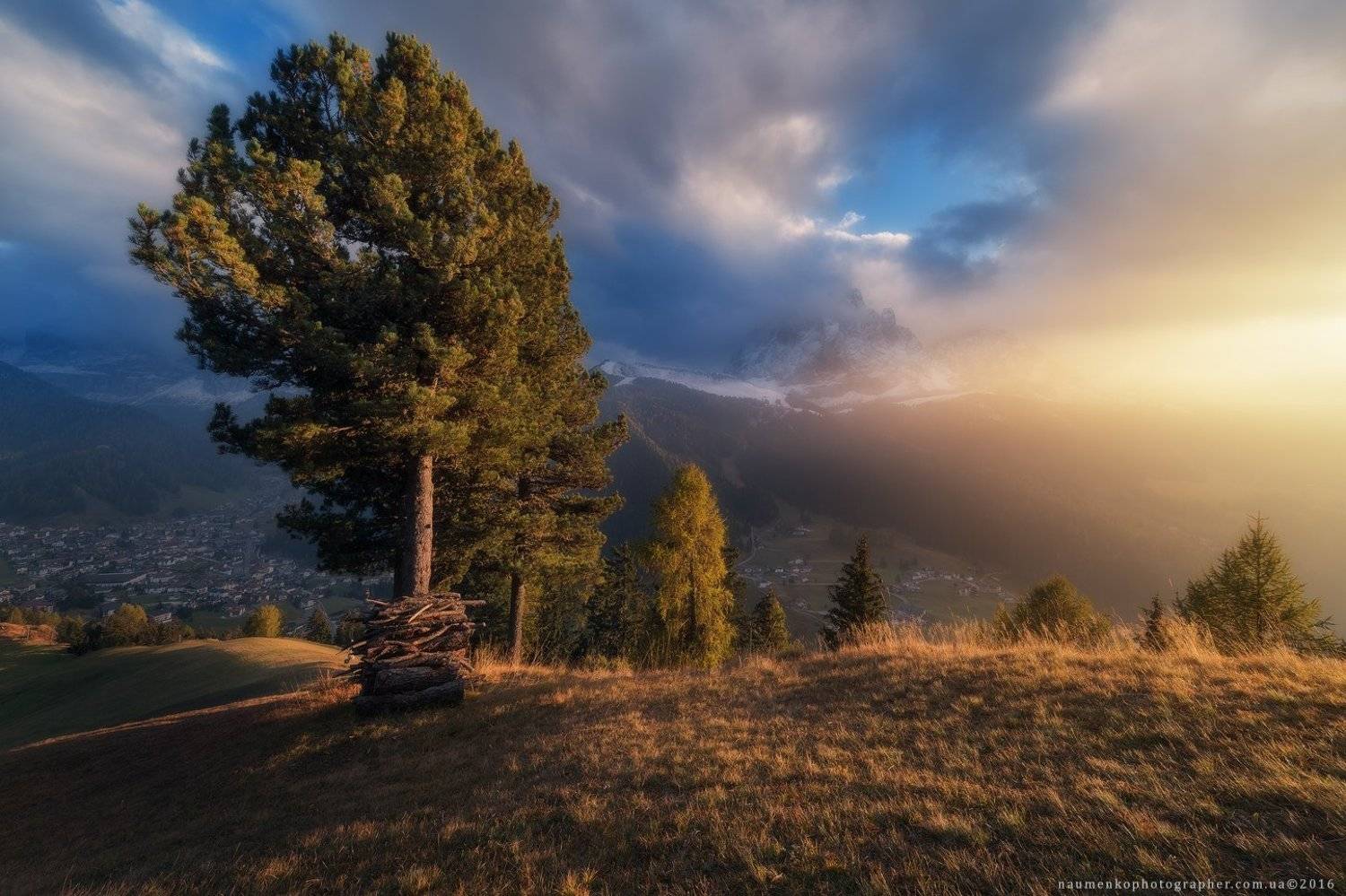 гардена, италия, доломиты, cассолунго, сельва, горы, долина, альпы, пейзаж, небо, путешествия, природа, курорт, юг, доломитовые, альпийский, синий, горы, тироль, трентино, ортизеи, пик, рок, высокий, осень, европа, снег, облака, вид, панорама, деревня, Александр Науменко