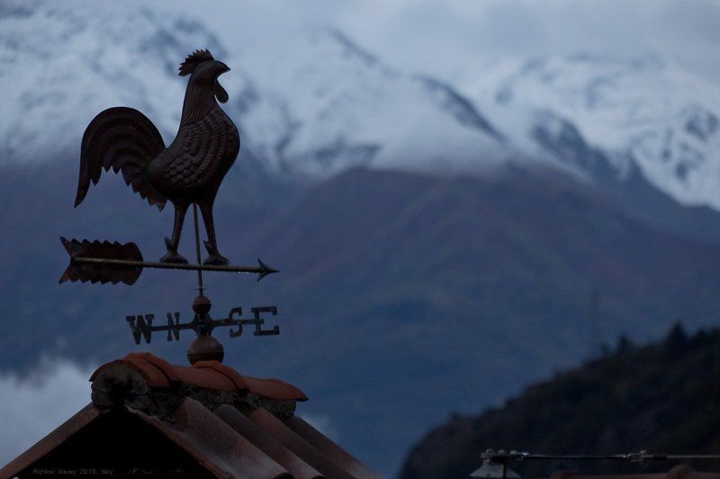 Италия, Альпы, горы, снег, зима, Флюгер Альпийский флюгер фото превью