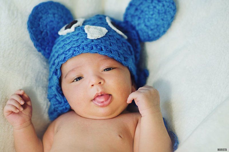 ребенок, Микки, новорожденній, портрет, мальчик, шапка, уши, улыбка Sweet Mikey фото превью