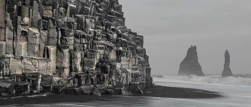 исландия, iceland Черный пляж, черные скалы... фото превью