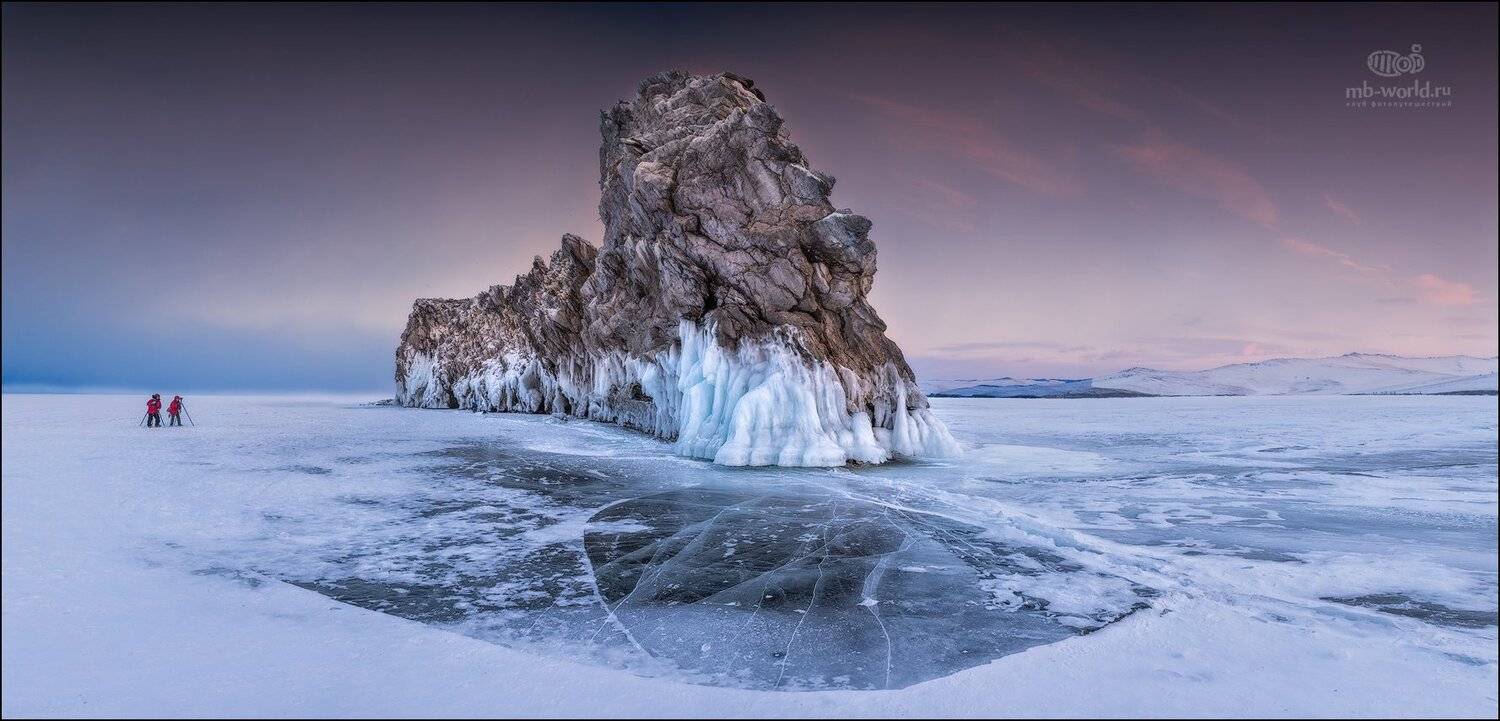 Байкал, зима, лед, закат, Михаил Воробьев
