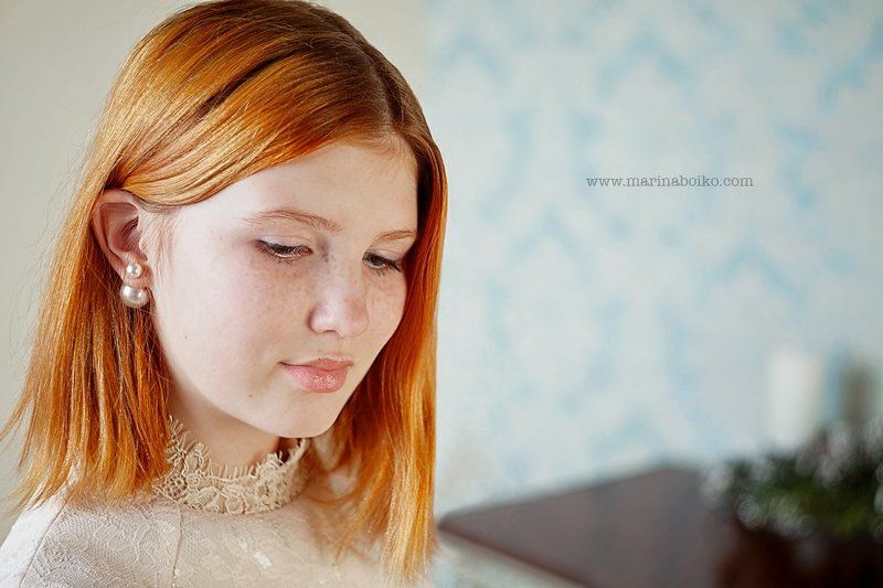 девушка, портрет, женский портрет, фотография, рыжая, фото, свет, огонь, нежный портрет, студия, свет, light, studio, woman, girl, red hair, portrait, photo, photography Ксения фото превью