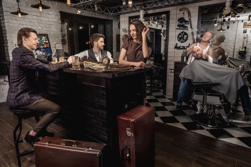 barbershop, hair, old, team, retro Barbershop фото превью