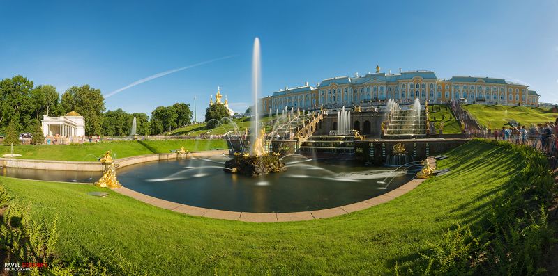 golubevphoto, Russia, city, landscape, SPb, Saint-Petersburg, summer, sky, fountain, panorama, Peterhof, Россия, город, СПб, Питер, Петербург, лето, небо, панорама, Петергоф, фонтан Самсон фото превью