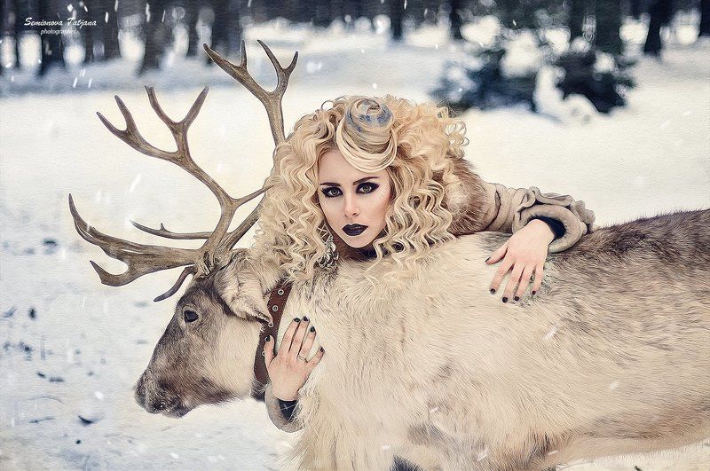 олень, зима, снег Оленья сказка  фото превью