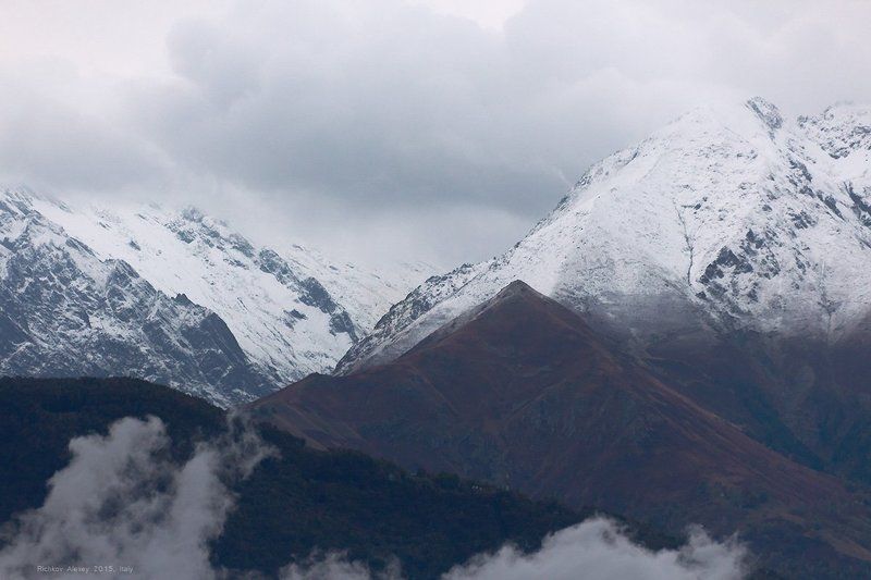Италия, Альпы, горы, снег, осень, первый снег, Альпы фото превью