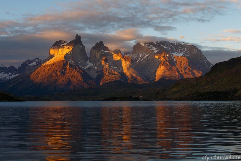 пейзаж, закат, Южная Америка, Патагония, Чили, Торрес дель Пайне, декабрьские закаты фото превью