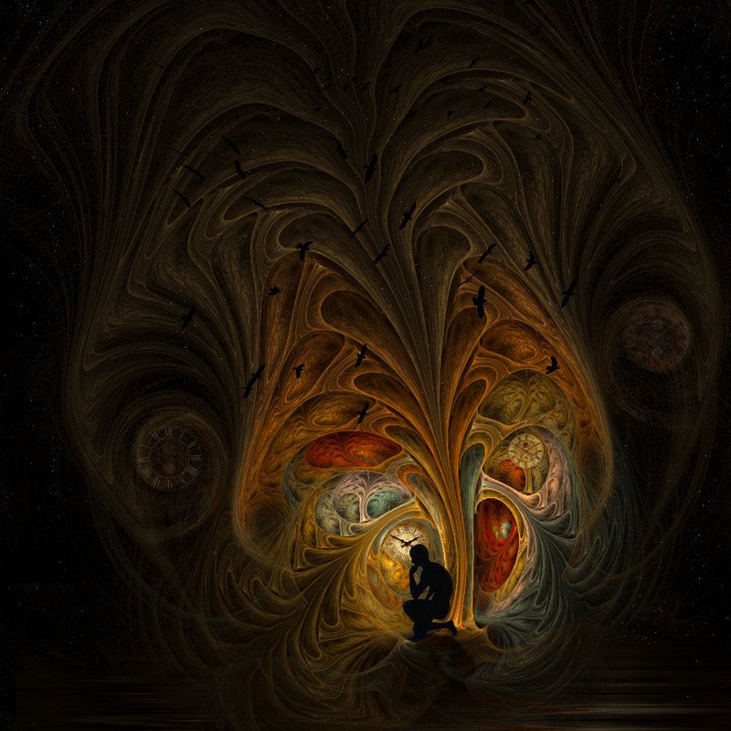 дерево,человек,птицы,часы,вода,звёзды Бытие фото превью