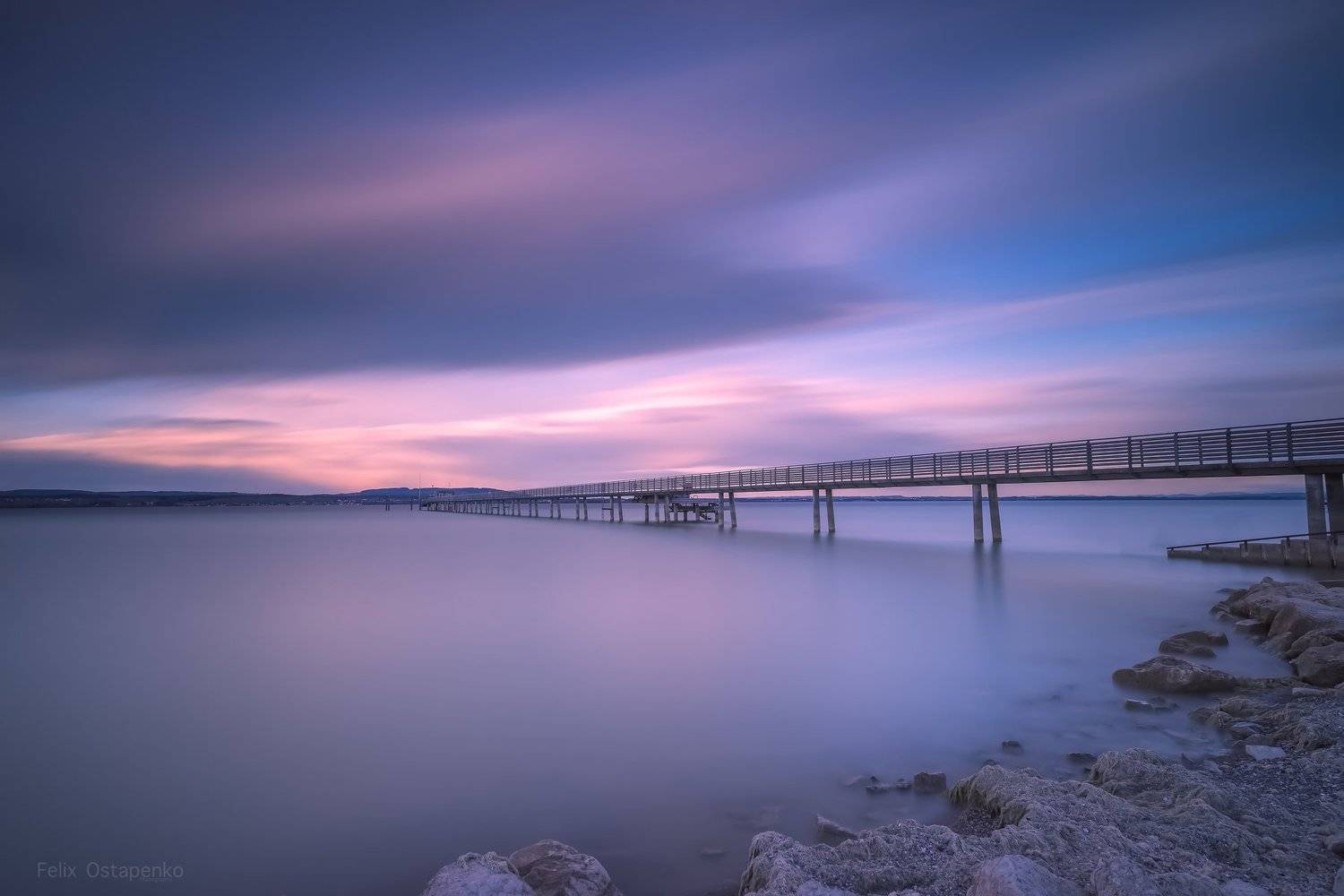 switzerland,long exposure,lee super stoper,sunset,altnau,bridge,lake,boen lake,stones,sunset color,zeiss milvus 21mm,, Felix Ostapenko