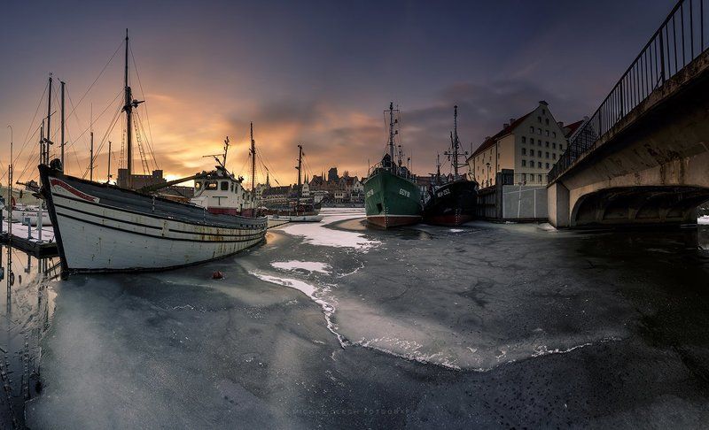 gdansk, poland, river, ice, winter, гданьск, польша, река, зима Motlawa river фото превью