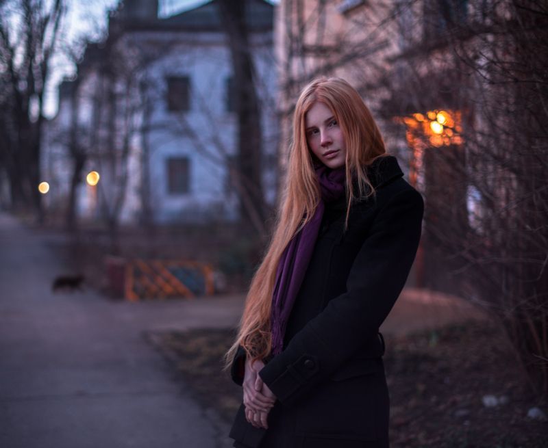 портрет, утро, девушка, фонари, никон, кот, мистика *** фото превью