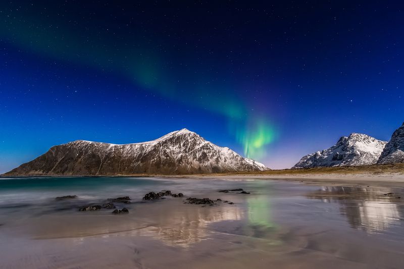 aurora borealis,norway,lofoten,mountains,sea,nightscape,seascape,zeiss milvus 21mm,nikon,travel,reflectionsky winter, lights in the night фото превью