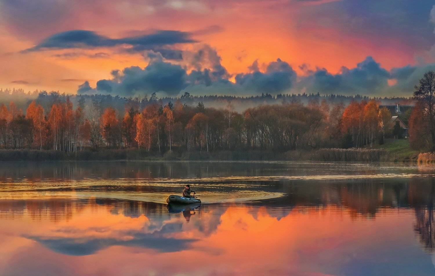 природа, закат, рыболов, осень, Александр Гвоздь