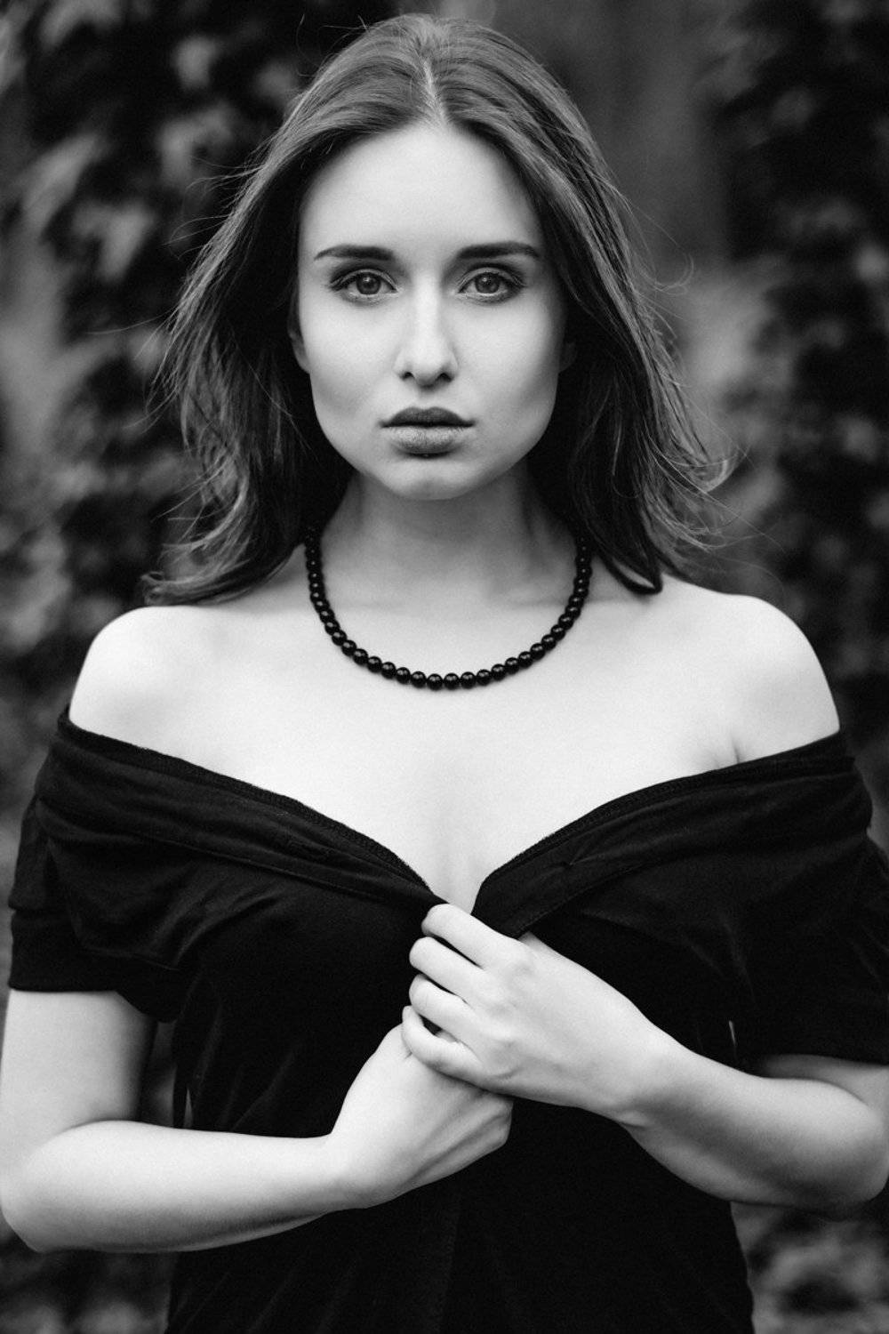 portrait, black and white, sensual, eyes, Michał Laskowski
