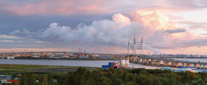 golubevphoto, Russia, city, SPb, St.Petersburg, sunset, evening, sky, river, bridge, Россия, город, СПб, Петербург, Питер, закат, вечер, небо, река, мост, пейзаж, lanscape, panorama, панорама Что там, над Невой фото превью