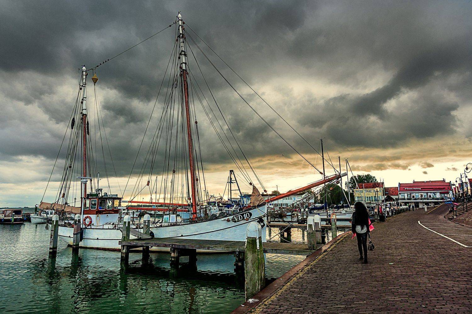 fishboat , vessel, fishing village, sea, vessel, awaiting, holland, volendam, Виктор Голобородько