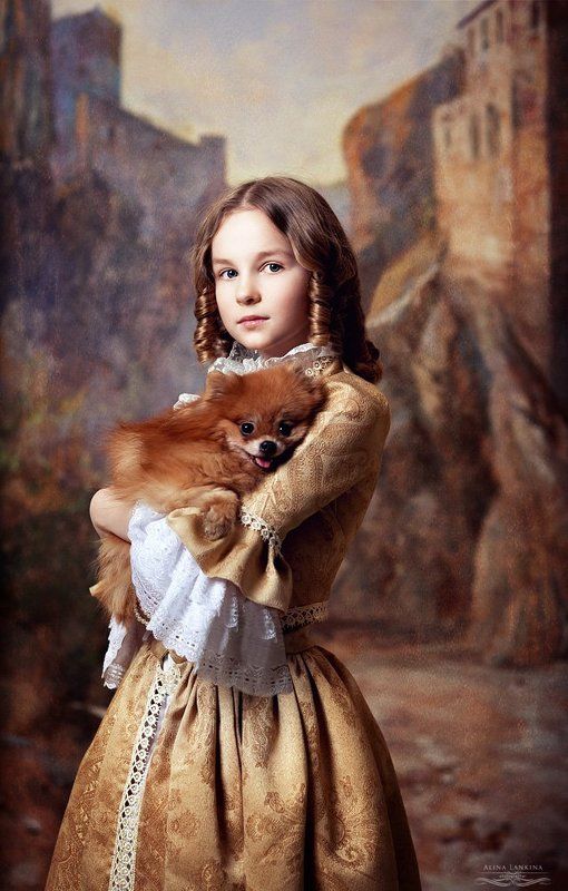 портрет, девочка, семейное фото, собака, шпиц, алина ланкина *** фото превью