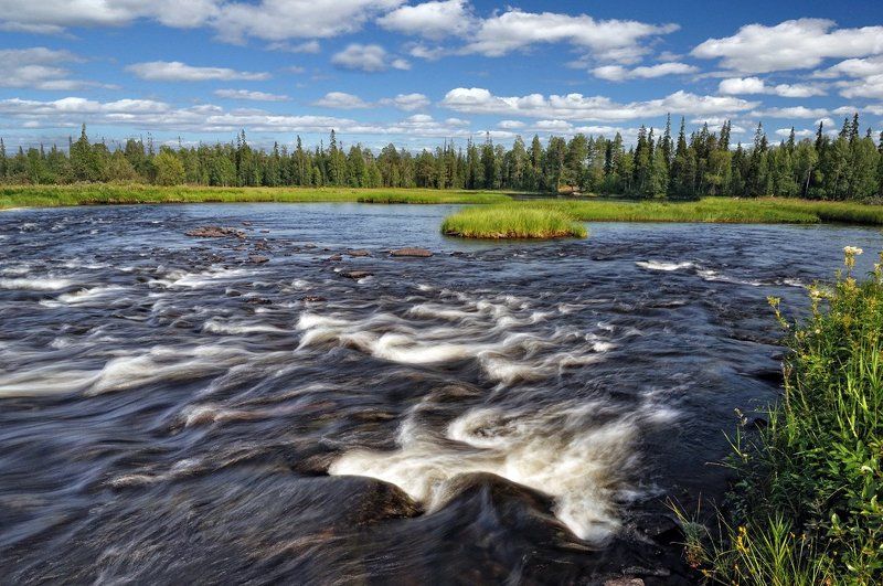 карелия, охта, река, пейзаж, d80 Печег-порог, левый рукав фото превью
