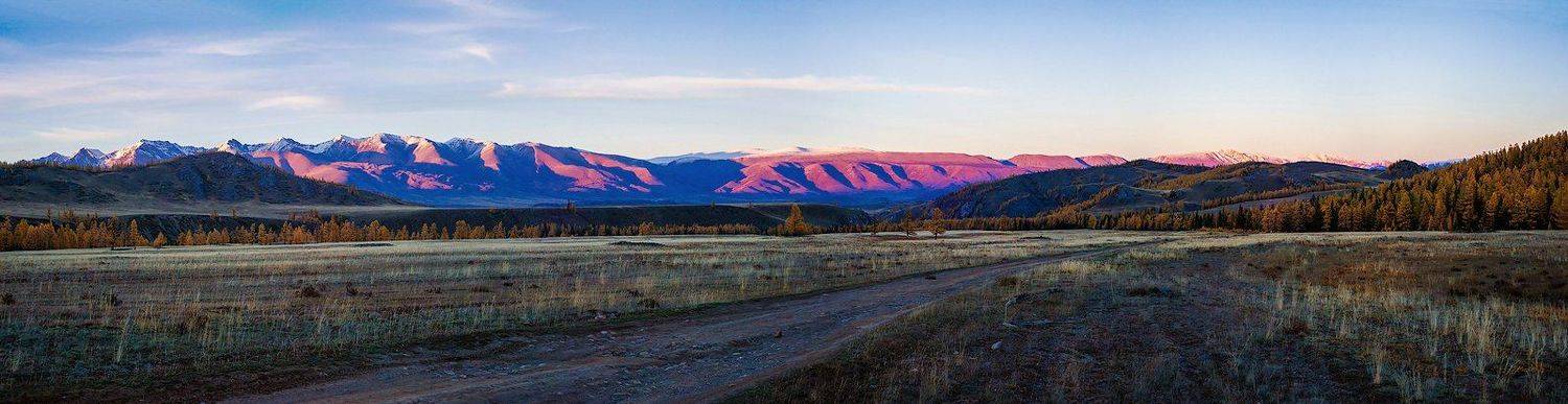 вечер, закат, курайская степь, курайский хребет, горный алтай, Валерий Пешков