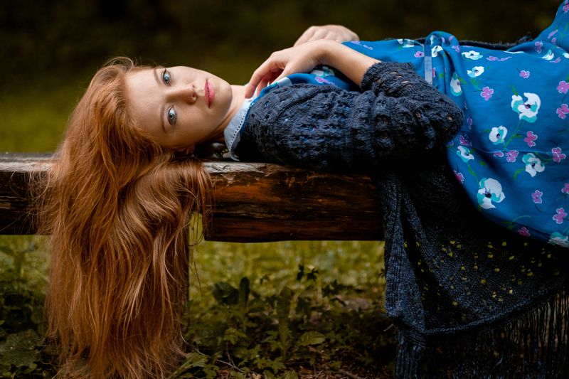 girl, female, pretty, portrait, redhead Girl in the park фото превью