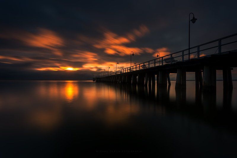 baltic sea, poland, sea, seascape, gdynia, pier, orlowo, польша, гдиня, балтийское море Baltic dawn фото превью