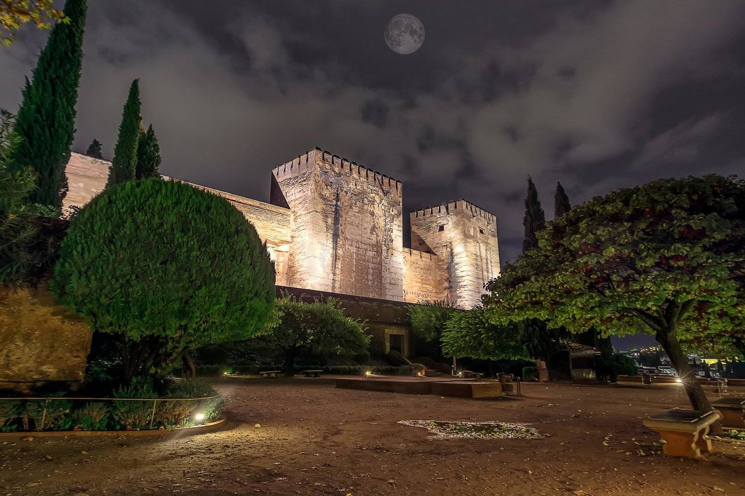 castle, garden, night castle, альгамбра, гранада, испания,, Виктор Голобородько