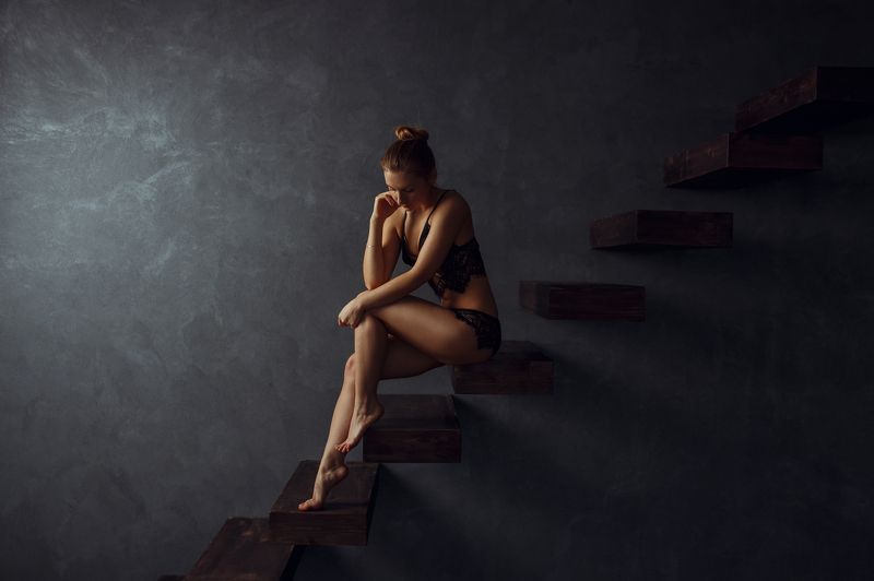 девушка, портрет, белье,  ... фото превью