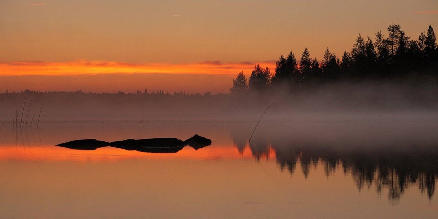 карелия, охта, рассвет, озеро, туман, пейзаж, 5d, Лопухов Сергей