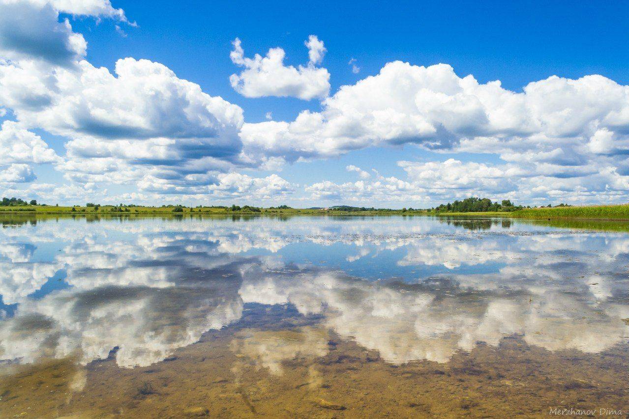 Палкино, Псков, Смолинское, озеро, вода, природа, облака, отражение, Мержанов Дима