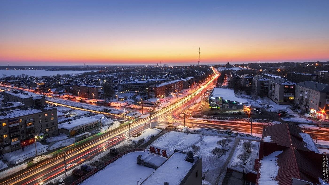 вечер, снег, весна, улицы, город, березники, пермский край, Владимир Ушаков
