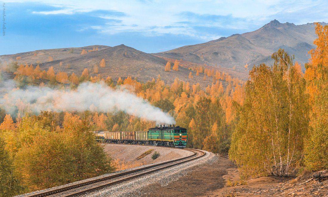 осень, лес, railway, небо, nikon, пейзаж, поезд, медвед, россия, railroad, rail, дым, жд, locomotive, гора, карабаш, rzd, железнаядорога, тепловоз, ржд, золотаяосень, челябинскаяобласть, skrylov, skrylov_official, Сергей Крылов