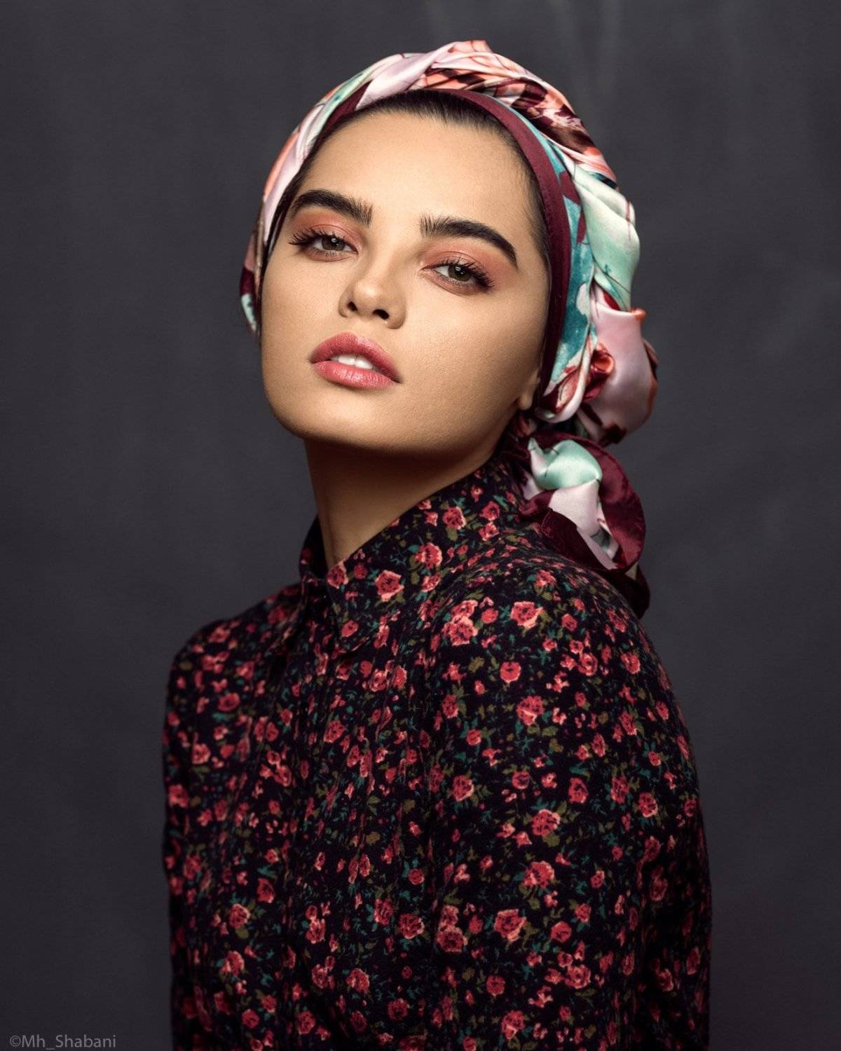 portrait, face, eyes, model, rose, lighting,, mohammad hossein