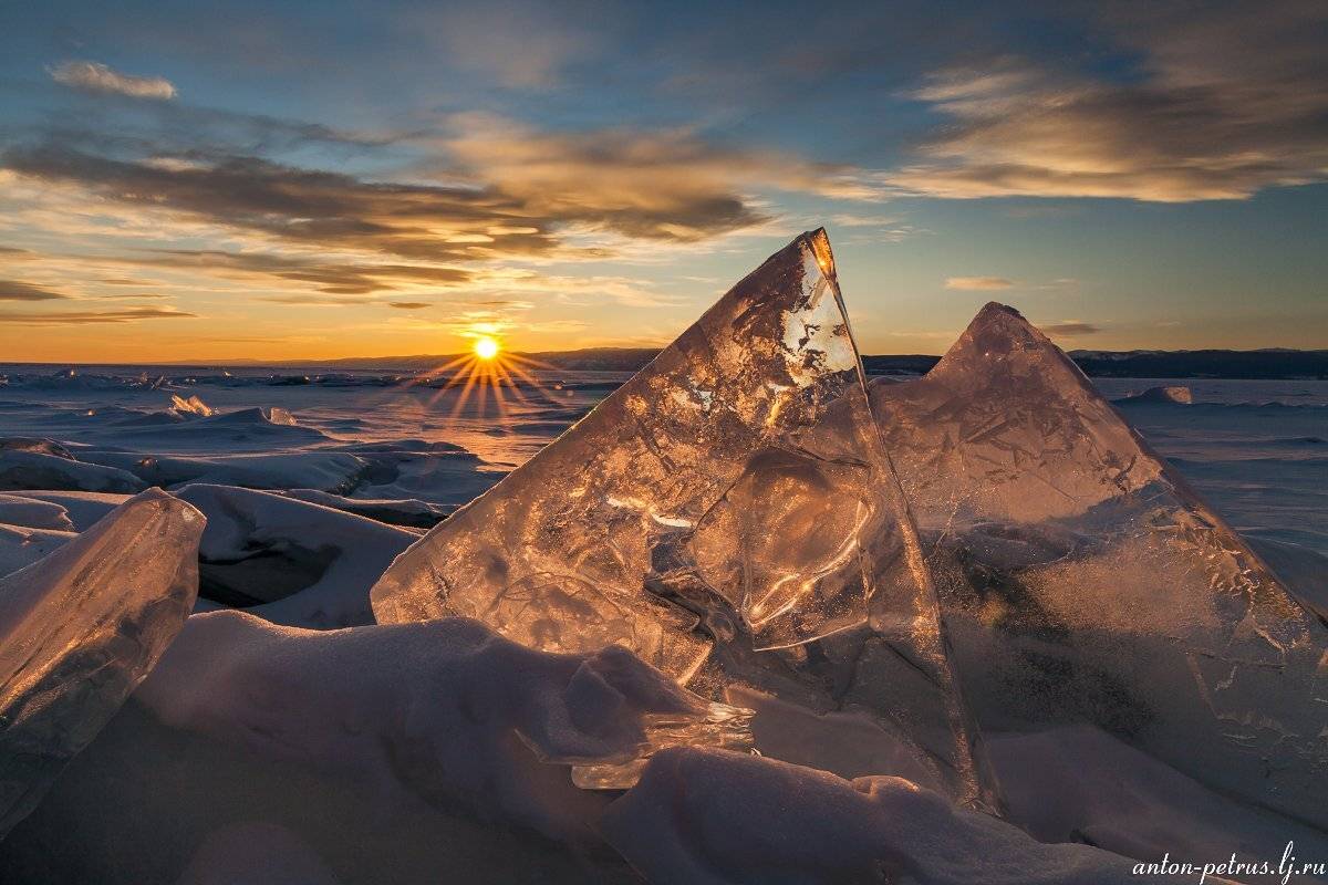 байкал, закат, лед, зима, Антон Петрусь